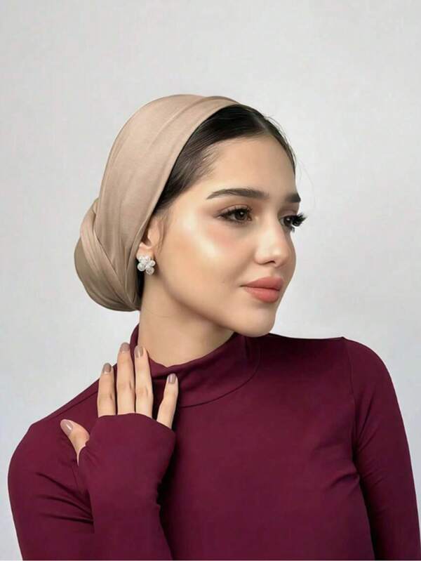 قطعة واحدة وشاح رأس نسائي كلاسيكي ذو لون أحادي، 3 طرق مختلفة للارتداء، متعدد الاستخدامات وعملي، قطن بمرونة وناعم، حجاب نسائي مريح للاستخدام اليومي والرياضة والبرك