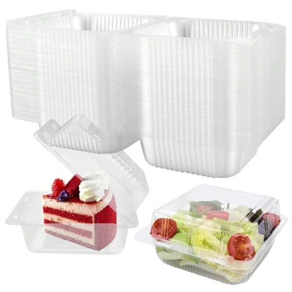 100 Stück Kuchenscheiben-Boxen, quadratische Käsekuchen-Boxen, Cupcake-Scheibenbehälter mit Deckel, dreieckige Kuchenhalter für Bäckerei, Party, Hochzeit
