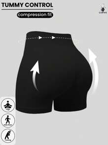 3 Packungen Damen nahtlose Kurven Bauch Kontrolle Sporthosen, Yoga Workout Fahrrad Shorts