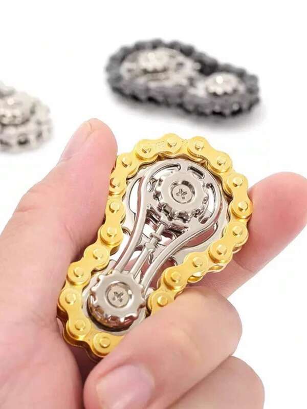 1pc Gear Flywheel Fingertip Gyro, Cool Finger Fidget Spinning Toys Metal Sensory Bicycle Chain Gear, Metal Bicycle Chain EDC Flying Car Toys, Novelty Toys Package Pocket Size Gift