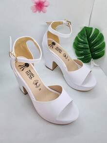 Tacón con plataforma casual y elegante para todo tipo de ocasión casual o formal, desde bodas, XV, reuniones familiares, graduaciones y mas, renueva tu estilo de manera espectacular con los increíbles modelos que tenemos para ti - Blanco - Ver 8