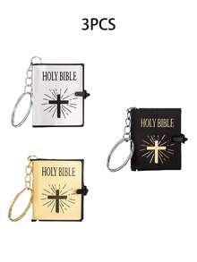 1pc/3pcs/6pcs Mini Bible Keychain, Christian Keychain, Real Paper Material, Readable, Christian Cross Keyring, Car Key Chain, Fashionable Gift, Accessory, Casual Car Key Fob, Mini Book Keyring - Multicolor - View 12