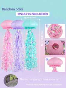 3 chiếc đèn lồng giấy hình sứa, trang trí tiệc chủ đề đại dương, có các màu xanh dương/hồng/tím, thích hợp trang trí cửa sổ lớp học, cửa ra vào, sân vườn, lễ hội, tiệc dưới nước, trang trí sinh nhật nàng tiên cá. - Nhiều màu - Xem 7