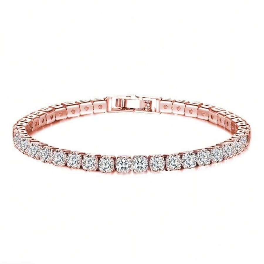 Vòng tay Zirconia thời trang - 1 Trang sức sáng bóng thanh lịch | Thích hợp làm Vòng tay trang sức hàng ngày | Quà tặng mùa hè | Trang sức | Vòng tay nữ | Vòng tay nam/Quà tặng quyến rũ cho nữ/Quà sinh nhật/Trang sức ngày lễ tình nhân/Quà Giáng sinh | Trang sức nữ/Đồ dùng cần thiết cho lễ hội/Trang sức/Tiệc lễ hội/Thời trang đa chức năng | Quà kỷ niệm/Tốt nghiệp - Hoa hồng vàng - Xem 1