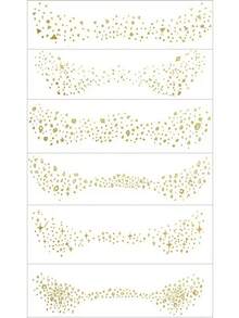 6 Sheets Glitter Freckles Face Tattoo With Lip Mark Star Triangle Sparkle Freckles Tattoos Waterproof Gold Temporary Tattoos Stickers For Summer Travel Prom Makeup Party Musical Festival Accessories