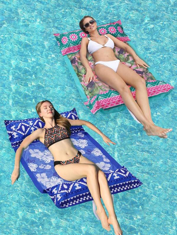 1pc Fabric Outdoor Water Inflatable Hammock, Thickened Fabric Hammock, Foldable & Portable, Beach Essentials, Beach Accessories, Pool Float