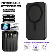 Pin dự phòng không dây từ tính 10000mAh Màn hình LED Sạc nhanh PD 22,5W Bộ sạc di động tương thích với iPhone 16/15/14/13/12 Series Thích hợp cho kỳ nghỉ hè Du lịch/Cắm trại ngoài trời và Nguồn điện dự phòng khẩn cấp Quà tặng cho gia đình, bạn bè, sinh nhật - màu đen - Xem 1
