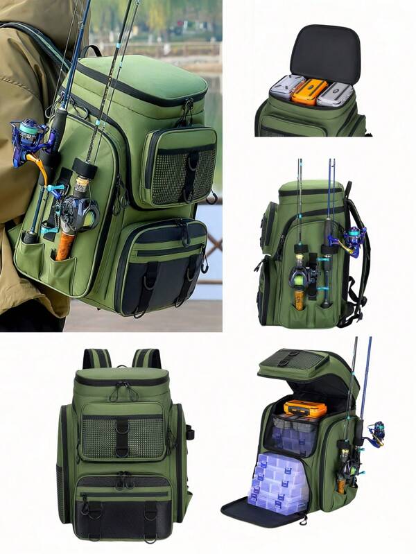 1pcMen's Multifunctional Fishing Backpack, Outdoor Picnic Equipment Backpack, Casual Shoulder Bag With Adjustable Shoulder Strap, Suitable For Fishing, Hiking, Mountaineering, Outdoor Cycling, Camping, Lunar New Year, Valentine's Day, Spring And Summer Holiday Travel Gifts