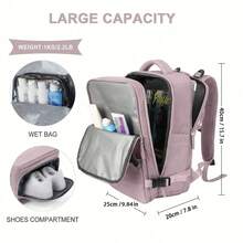 Zaino da viaggio Ryanair, bagaglio a mano 40x20x25 con scomparto per scarpe, separazione tra asciutto e bagnato, bagaglio a mano sotto il sedile, borsa da aviazione, zaino da viaggio da donna, zaino casual certificato per l'aviazione, zaino da viaggio per esterni, borsa da weekend business con uscita USB, zaino da viaggio impermeabile da uomo - Rosa - Visualizzare 9