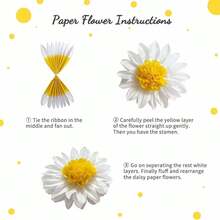 6 buah Dekorasi Pompon Kertas Bunga Daisy, Dekorasi Gantung Bunga Putih & Kuning Cocok untuk Ulang Tahun, Pernikahan, Pesta, dan Kelas. - MultiWarna - View 12