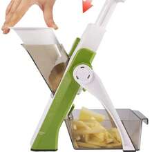 9 合 1 手动曼陀林切片机和蔬菜切刀 - 可调节厚度厨房工具，适用于土豆切片、奶酪切丝、西红柿切丁，可用洗碗机清洗，耐用聚丙烯材质，无需电力，现代厨具聚丙烯结构手动切片机