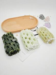 Set de 1/2/3 piezas de máscara facial y para ojos de jade natural, herramienta de terapia con piedras calientes/frías, masajeador de belleza para el cuidado de la piel en el hogar, spa y salón - Verde Oliva - Ver 8