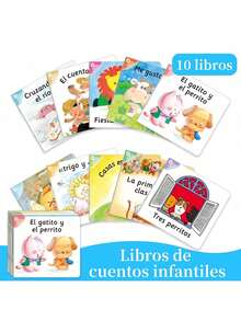 Un conjunto de 10 cuentos de hadas interactivos para niños en español, con 10 historias temáticas distintas. Estos cuentos cortos van acompañados de ilustraciones vívidas y se presentan en un lenguaje sencillo y accesible. Liberan el tiempo de los padres mientras expanden el vocabulario de los niños y estimulan su imaginación. Ideal como regalos de Navidad o materiales de aprendizaje Montessori.
