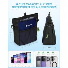 New-15  Dog Treat Pouch  Silicone Snack Bag, Front Pocket Fits All Phon, 4 C Treat Bag  Training Clicker, E Stronr Magnetic Closure, 3 Ways To Wear Walking Fanny Pack (Navy Blue) - 藏蓝色 - 查看 4