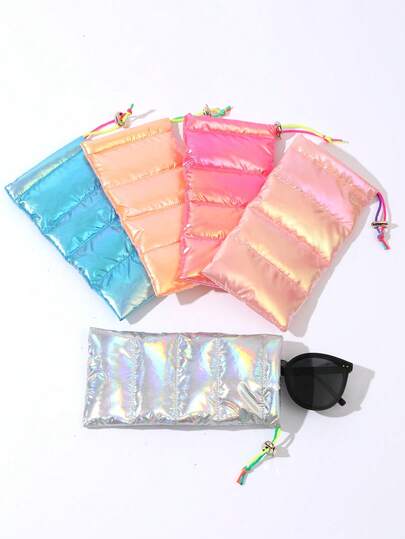 1pc Colorful Waterproof Fabric Women's Glasses Bag,Drawstring Sunglasses Storage Bag,Travel Essentials Glasses Case,Holiday Essentials Sunglasses Pouch,Mobile Phone, Change Storage Bag