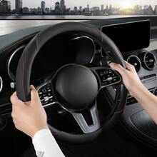 GEOXSCar Steering Wheel Cover Leather Steering Wheel Cover Universal 15 Inch AntiSlip Comfortable Steering Wheel Covers Men Women Black 2ssfhg5adh1 - Black - View 4