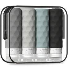 Travel Bottles Toiletries 4pcs 3oz Containers. TSA Approved BPA Leak Proof Premium Silicone Refillable Squeezable Travel Size Bottles/Toiletry Bag Gray - Xám - Xem 8