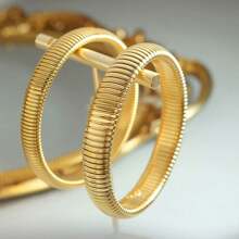 3PCS Golden/Silvery Bangles For Women Chunky Stretch Alloy Bangles Bracelets Flexible Wide Wristband Bracelets Set Of 3 Jewelry Gifts For Families And Friends,Mother Day Gift,Teacher Gifts