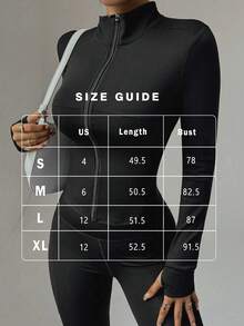 Chaqueta de yoga de manga larga, ajustada, con cremallera, minimalista y elegante, de alto nivel, para running, entrenamiento y uso diario, con elásticos, para protección solar y que da forma a la espalda y abdomen, ideal para mujeres amantes del yoga, running y la moda - Negro - Ver 3