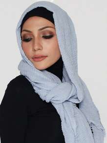 3 buc/set femei culoare solidă eșarfă musulmană încrețită eșarfă hijab casual set