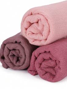 3 buc/set femei culoare solidă eșarfă musulmană încrețită eșarfă hijab casual set