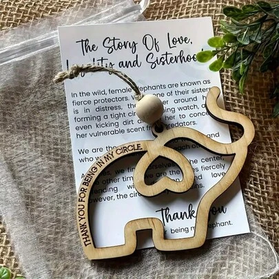 1pc Charming Elephant Ornament Accompanied By A Story Card, Perfect As A Gift For Women Celebrating Friendship, Featuring A Delightful Floral Design For Friends And Sisters.