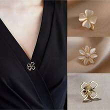 3 Stücke elegante Blumen Broschen für Damen, Katzenaugen Stein Blumen Design Legierung Broschen, personalisiertes Accessoire für Pullover, Schals, süße Sicherheitsnadel zum Lichtschutz