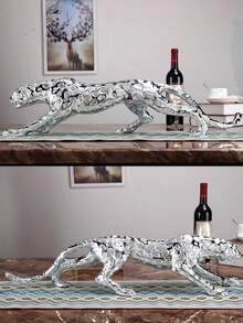 Escultura de leopardo de lujo en oro/plata, estatua moderna de pantera para decoración del hogar, figura elegante de guepardo, decoración artística de animal para sala de estar, oficina, estanterías y mesa, perfecta para decoración de boda, regalo definitivo para Navidad, San Valentín, Día de la Madre, Día del Padre, Pascua y Halloween - Multicolor - Ver 6