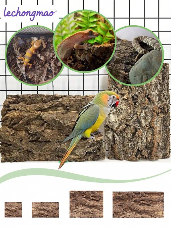 Cork Bark, Champagne Bark, Climber Decoration For Reptile Terrarium, Fish Tank Landscape. Real Tree Bark Chew Toys For Birds, Green Wall Decor, Aquarium Decor, Suitable For Bird Cages, Fish Tanks, Terrariums