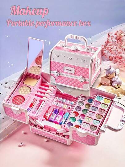 Kit de maquillage pour enfants, ensemble de maquillage de jeu, cadeau pour les filles, jouets de maquillage de jeu de rôle, étui à cosmétiques, cadeau de fête
