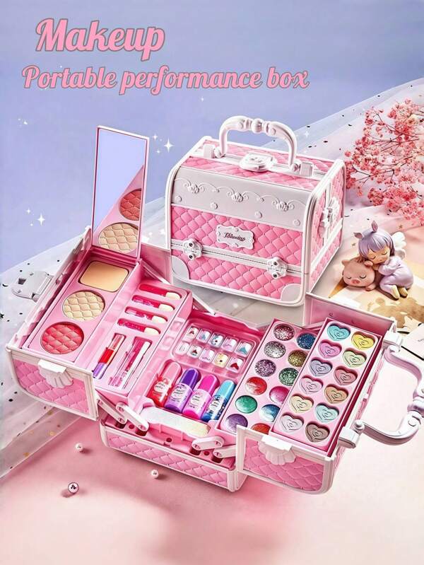 Children's Makeup Kits Play Makeup Set Gift For Girls, Role Play Makeup Toys Cosmetic Case, Holiday Gift