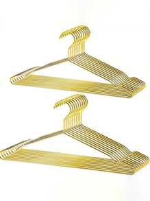 10pcs Sturdy Metal Hangers With Wide Arc Design And Non-Slip Grooves - Extra Wide & Thick, Suitable For Suits, Closets, Delicate Clothing - Space-Saving Wardrobe, Suitable For Dry Cleaners - Professional Grade Closet Storage Supplies