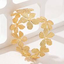 1pc Elegant Fashion Metal Flower Armband, Suitable For Women's Daily And Holiday Wear