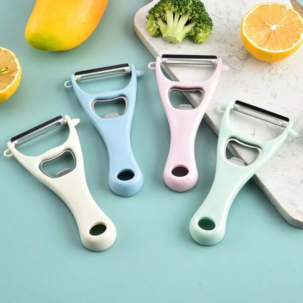 1pc Two-In-One Multi-Functional Peeling Tool - Household Peeling Device For Fruits And Vegetables, Multi-Functional Fruit And Vegetable Peeler, Fruit Scraper, Beer Bottle Opener. Suitable For Household Kitchen Use. Beer Bottle Opener For Restaurants.