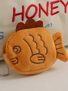 1个可爱鱼形毛绒零钱包，女孩钥匙扣零钱包小钱包，儿童耳机收纳袋 - 彩色 - 查看 3