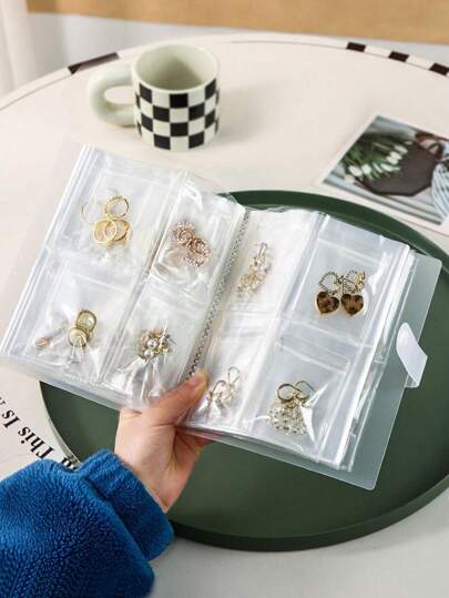 1pc Frosted Transparent Jewelry Storage Album With 30 Anti-Rust Storage Bags, Jewelry Storage Book, Sealed Bag Organizer, Travel Storage Box For Rings, Earrings, Necklaces And Other Accessories Organization, Back To School Gift, Travel Gift For Women Storage Organizer Travel Essentials Back To School Dormitory Storage