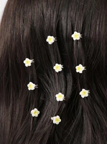 10 Stücke Mini Blumen Haarclips, süß und niedlich, geeignet für den täglichen Gebrauch von Mädchen, Haaraccessoire, Sommeraccessoire, Reise, Klemmclips, Haarspangen, Haarklammern