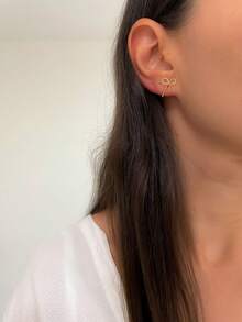 Brinco Laço Banhado a Ouro 18K - Dourado - Visão 2
