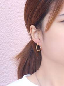 1 Paar Vintage Kupfer geometrische runde Creolen, modischer Hiphop Ohrstecker als Geschenk für Frauen