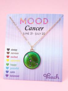 1pc Temperature Sensitive Color Changing 12 Zodiac Pendant Necklace, Fashionable Gold-Plated Zinc Alloy Mood Adjusting Jewelry For Girls - one-size - View 6