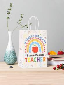 4 件/20 件套装教师答谢礼品纸袋带手柄 - 批量教师答谢礼物，开学庆典，年终派对 - 充满活力的设计和衷心的信息，纸质材料，教师圣诞礼物 - 彩色 - 查看 2
