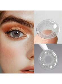 1 Pair Colored Contact Lenses For Eyes, Cute Blue Lenses, Cosmetic Makeup, Soft Green And Gray Beauty Contact Lenses, Annual Disposable Contact Lenses, 14.2mm