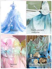 1 Stück Chiffon Blumenstrauß mit Quasten-Satinspitzenrand, florale DIY Bastelzubehör