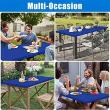 Rectangle Picnic Table Cloth, Waterproof Elastic Fitted Tablecloths, Washable Polyester Table Cover For Camping, Indoor And Outdoor (Blue, 30"X60") - Navy Blue - View 8