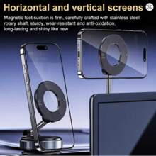 360° Rotating Magnetic Phone Stand, Foldable & Telescopic, ABS Material, Non-Waterproof, Perfect For Car, Shower, Travel, Gym, Smooth Mirror - Adjustable And Rotatable Stand, Phone Holder | Modern Phone Stand | Adjustable Stand PS:Only Suitable For Installation And Use In Locations With Smooth Surfaces Compatible With IPhone, Android Phone, Gift For Birthday, Family, Friends Car Accessories, Car Phone Holder