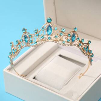 1pc Women's Fashion Princess 3D Crown Rhinestone Headband, Sweet Luxury Birthday Hair Accessory, Party, Performance, Photo Shoot Hair Ornament