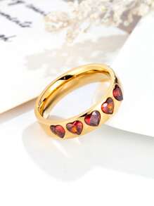 1 Stück eleganter kubischer Zirkonia Herz-förmiger Vollkreis Ring, geeignet für Damen Verlobung/Hochzeit