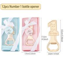 12 件 1 岁生日金色开瓶器，适合 1 岁儿童生日礼物、周年庆典、周年纪念品、节日和派对、礼物、情人节礼物、厨房和酒吧用品、派对礼品、装饰纪念品