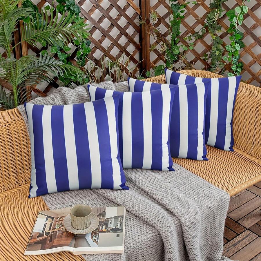 户外防水抱枕套 4 件套花卉印花波西米亚风农舍户外抱枕套适用于露台家具花园 - 彩色 - 查看 1