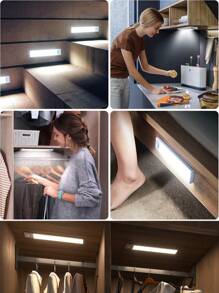 1pc Indoor Lighting, Bulb, Home, Summer, Cabinet Lamp, LED Indoor Motion Sensor Light, USB Rechargeable Cabinet Lamp, Adjustable Light Color Cabinet Lamp, Kitchen, Staircase Wireless Counter Light